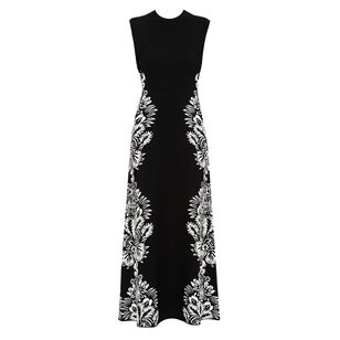 Liana Jacquard Printed Sleeveless Knit Midi Dress