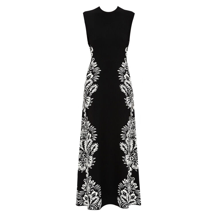 Liana Jacquard Printed Sleeveless Knit Midi Dress image number null