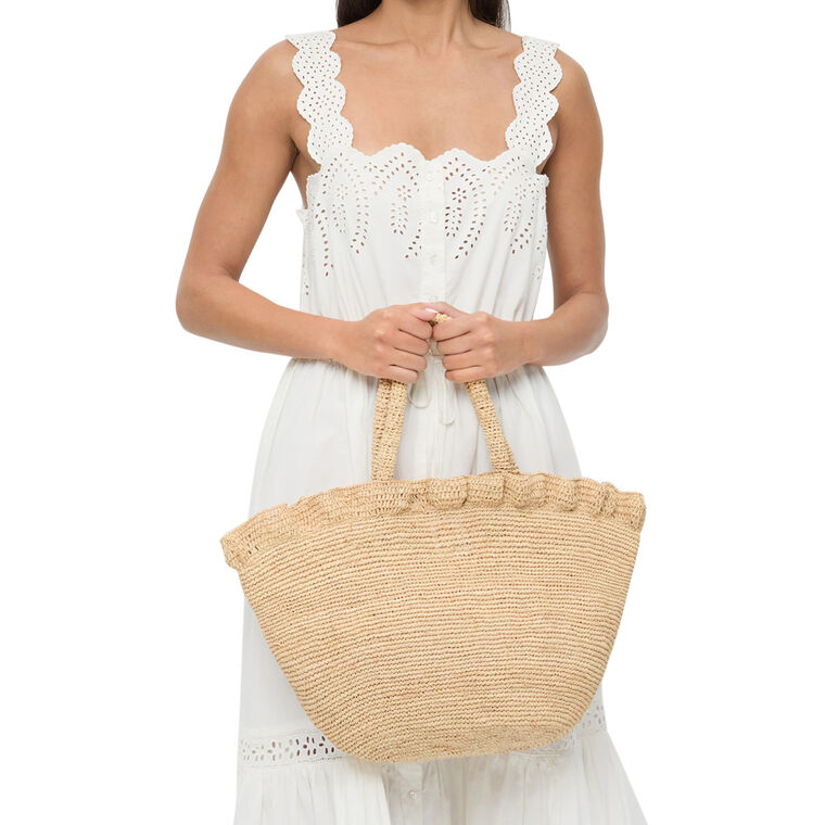 Raffia Tote With Ruffles image number null