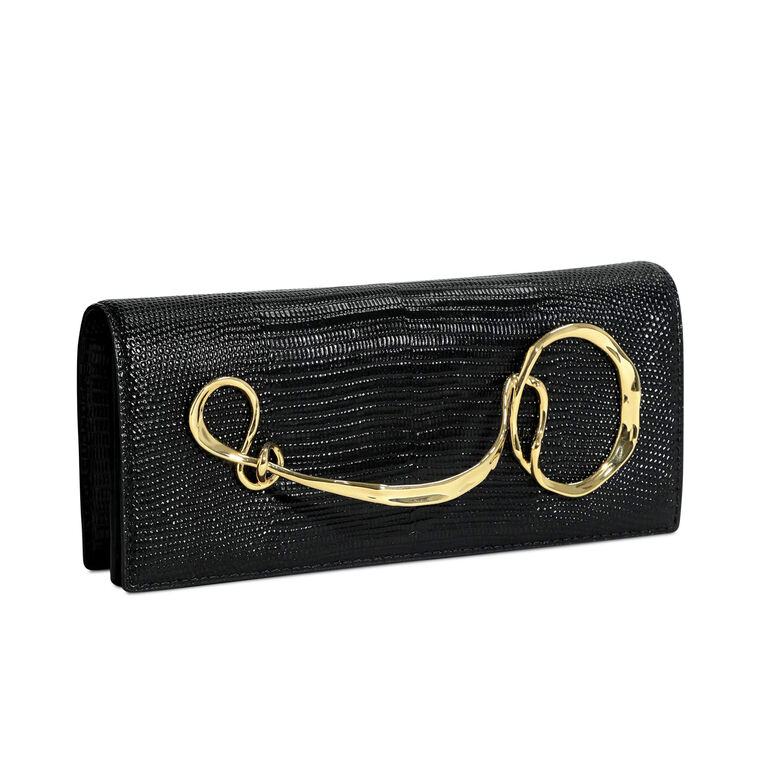 Twisted Gold Side Handle Clutch Purse image number null