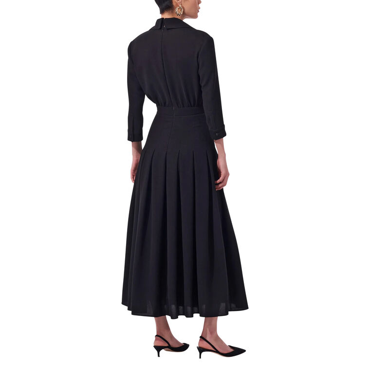 Pleated Wrap Dress With Lapels image number null