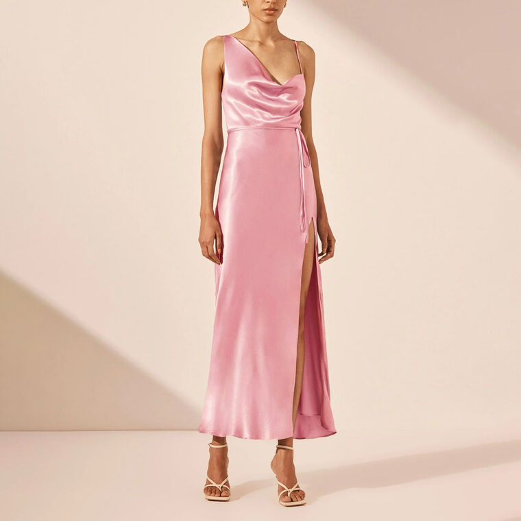 La Lune Draped Side Split Midi Dress image number null