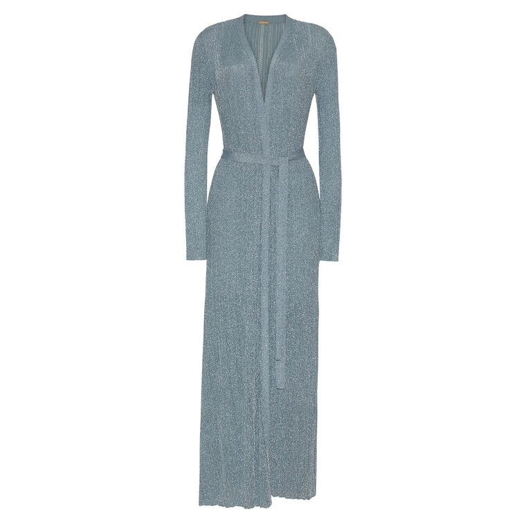 Long Cardigan in Metallic Rib image number null