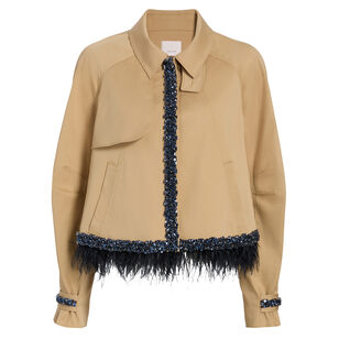 Carmila Feather Trim Sequin Detail Jacket