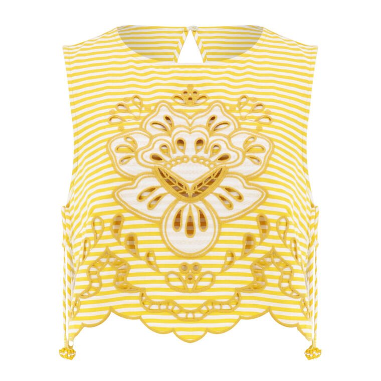 Bicolor Stripes Richelieu Crop Top image number null