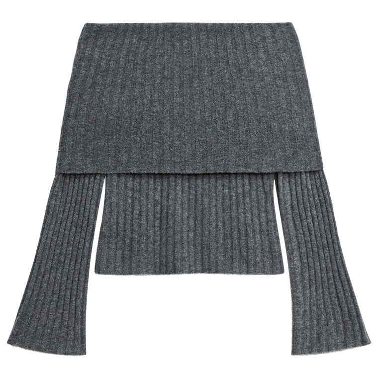 Bell Sleeve Off-The-Shoulder Sweater image number null