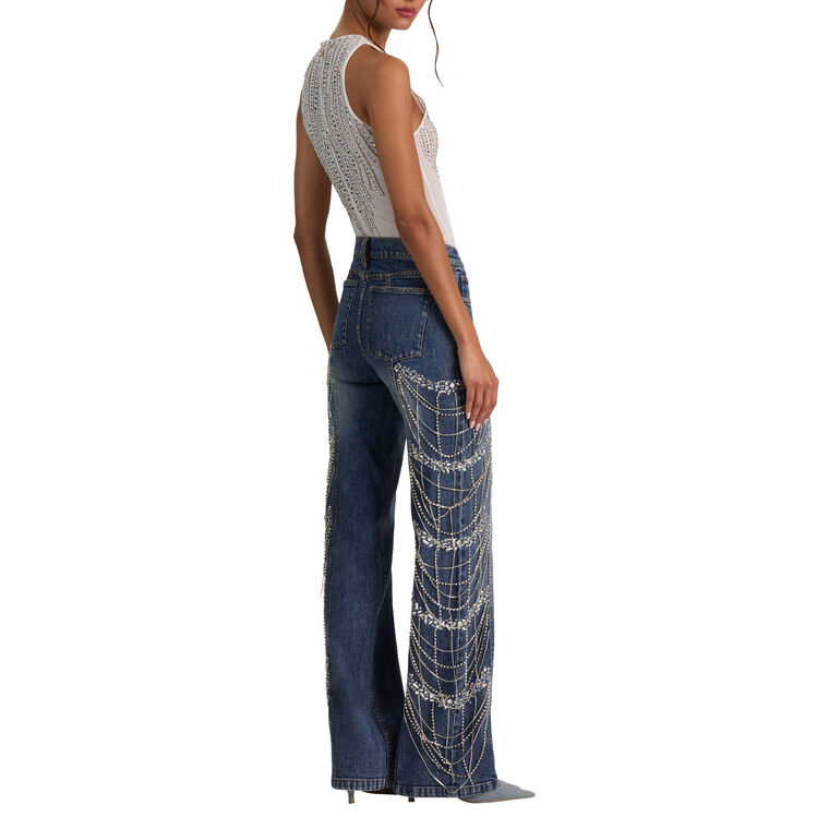 Roxie Low Rise Embellished Straight-Leg Jeans image number null