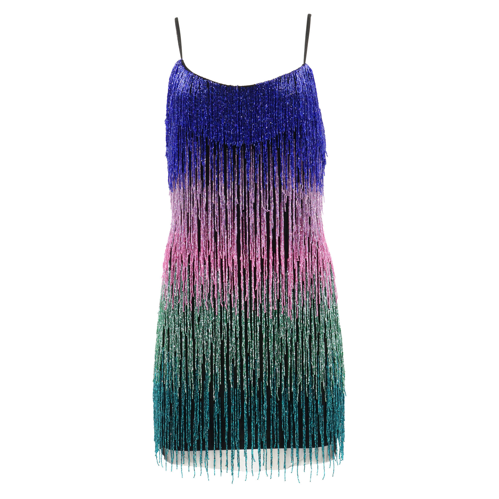 Ombre Beaded Fringe Mini Dress