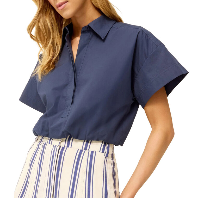 Sierra Short Sleeve Cropped Button-Up Top image number null