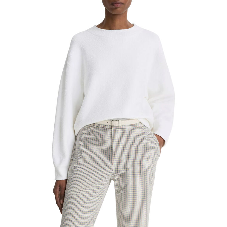 Structured Cotton-Blend Boucle Crew Neck Sweater image number null
