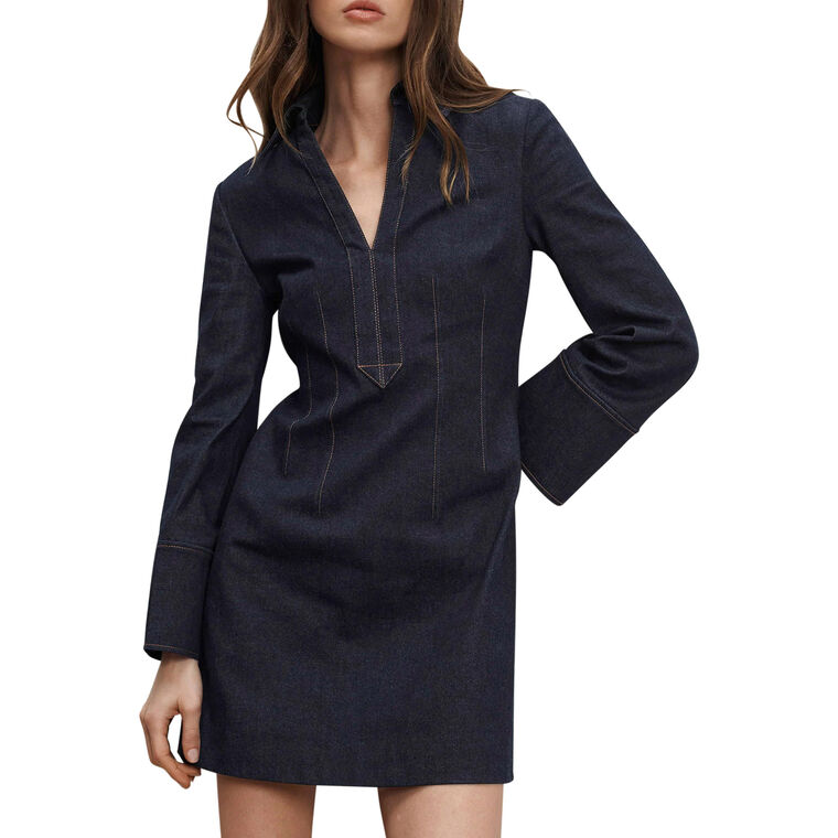 Raymond Long Sleeve A-Line Denim Mini Dress image number null