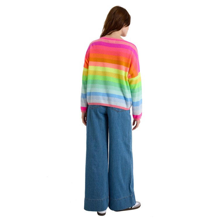 Stripe Up Cashmere Crewneck Sweater image number null