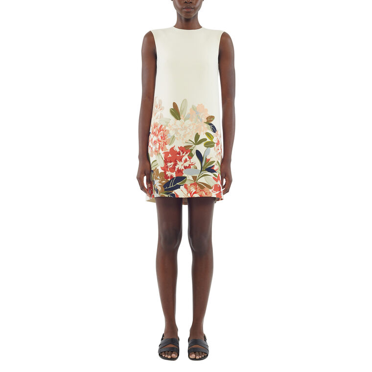 Ani Sleeveless Mini Dress In Printed Silk Wool image number null