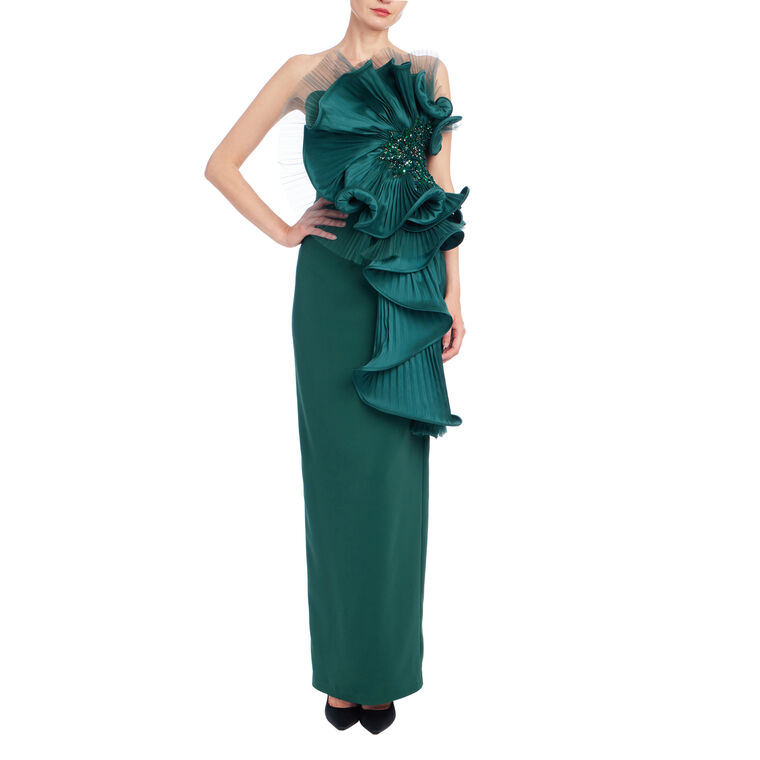 Strapless Ruffle Gown image number null