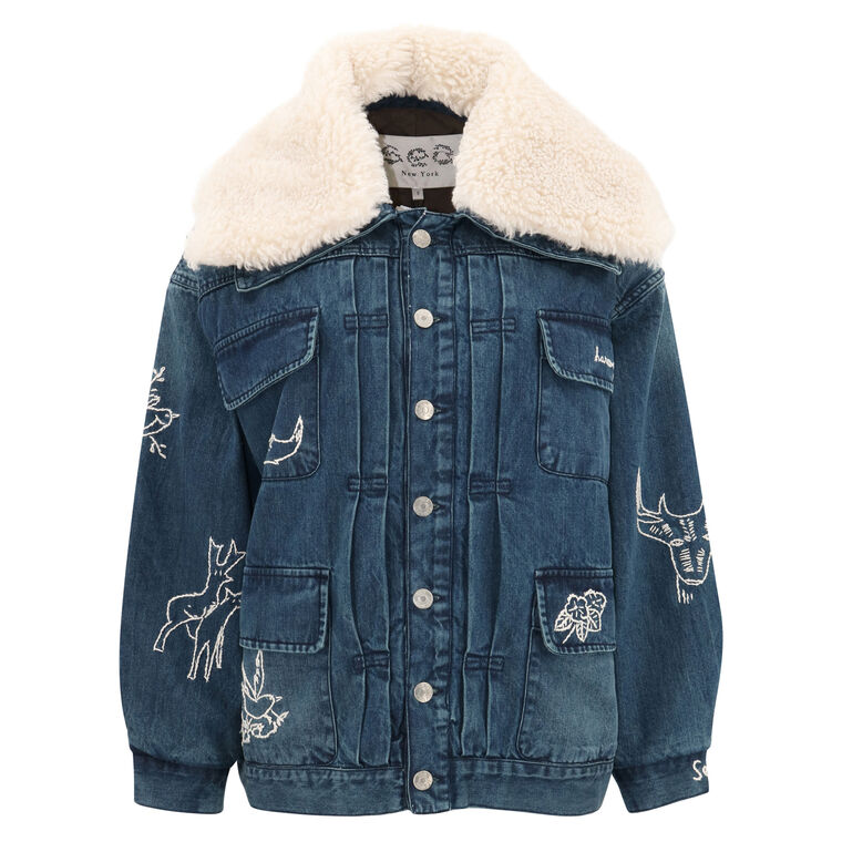 Amari Denim Jacket with Faux Shearling image number null