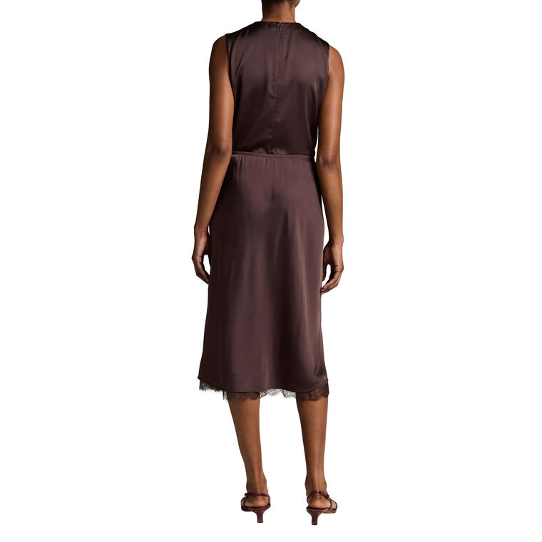 Lace-Trim Satin Slip Skirt image number null