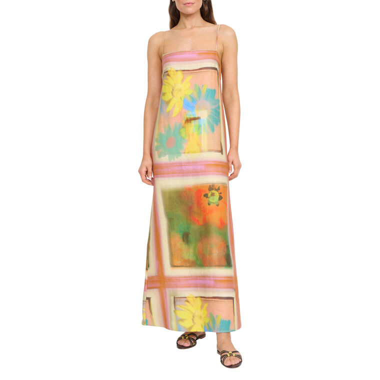 Laura Printed Linen Maxi Dress image number null