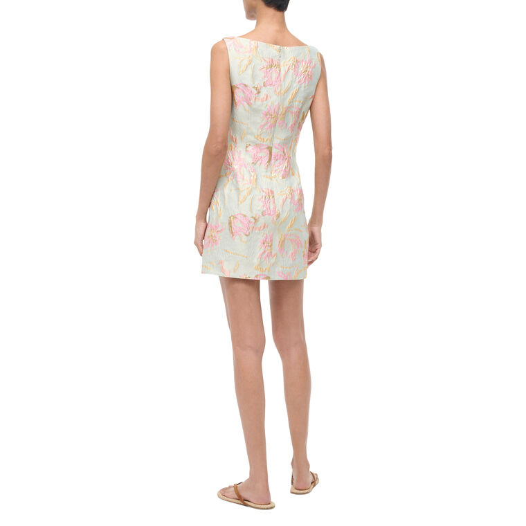 Mimi Sleeveless Floral Metallic Brocade Mini Dress image number null