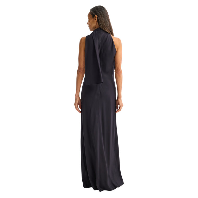 Sleeveless Silk Foulard Halter Dress image number null