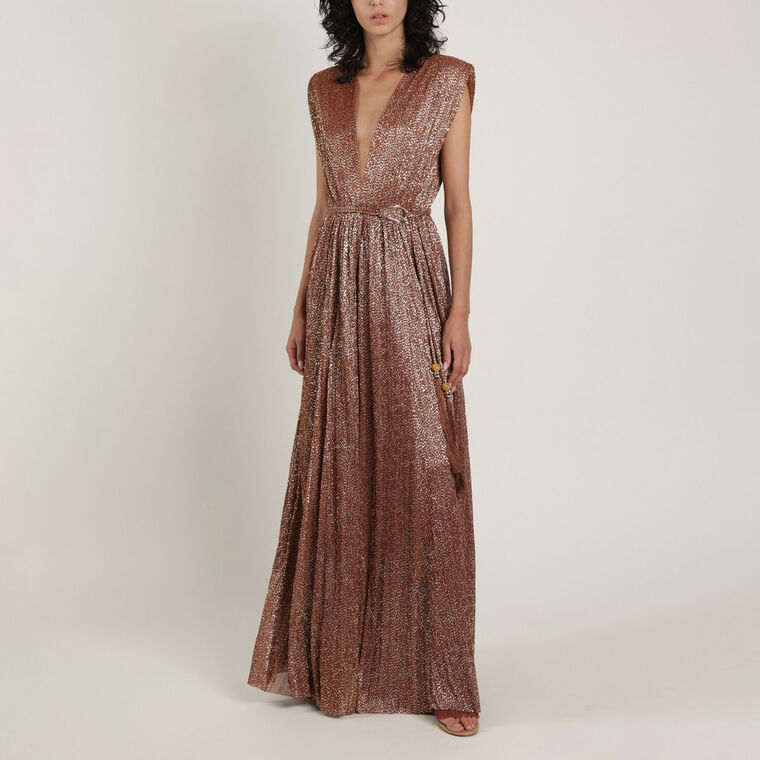 Savory Metallic Sleeveless Gown image number null