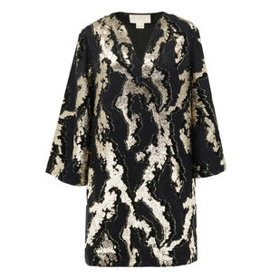 Ines Metallic Caftan Mini Dress