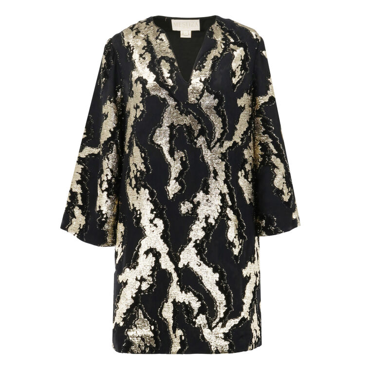 Ines Metallic Caftan Mini Dress image number null