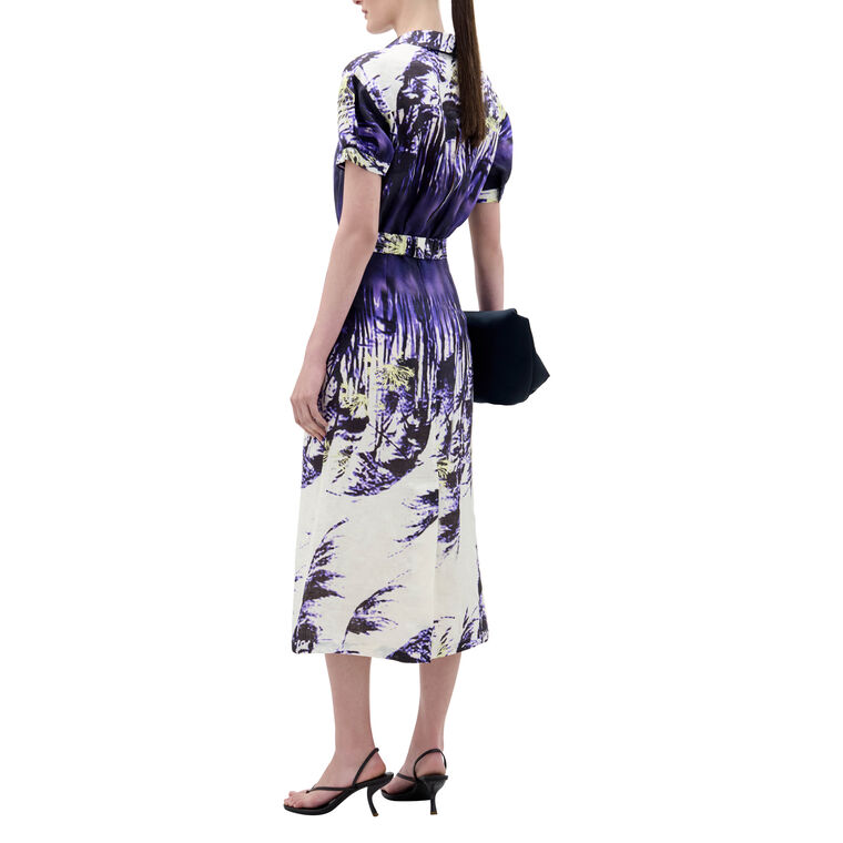 Lee Short Sleeve Belted Linen Midi Dress image number null