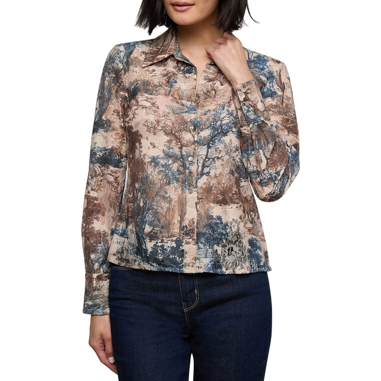 Maia Lace Long Sleeve Button Down Blouse image number null