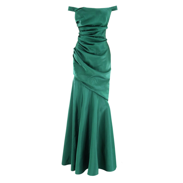 Draped Wrap Silk Faille Gown image number null