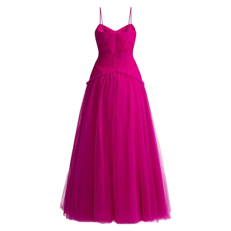 Pleated Tulle Sleeveless Gown image number null