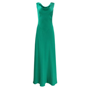 Hammered Satin Cowl Neck Gown