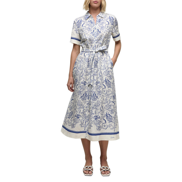 Audria Belted Linen Midi Dress image number null