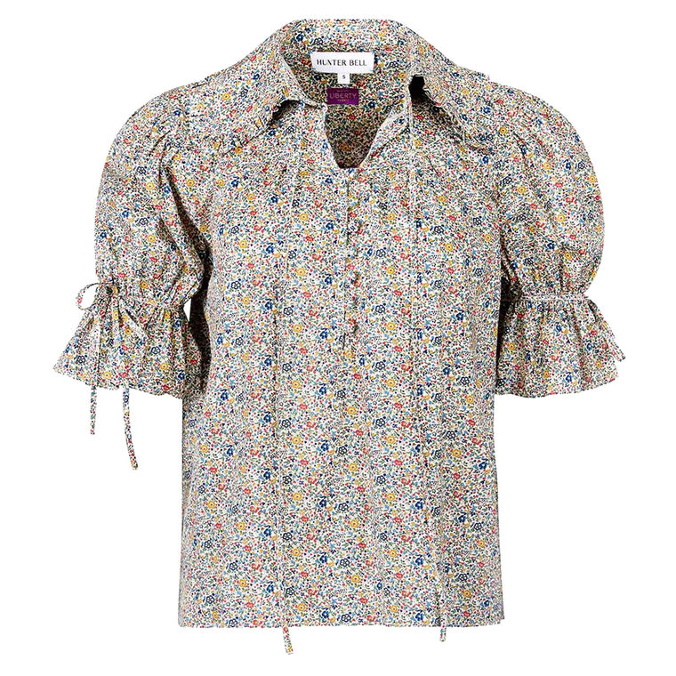 Mayfair Puff-Sleeve Collared Blouse image number null