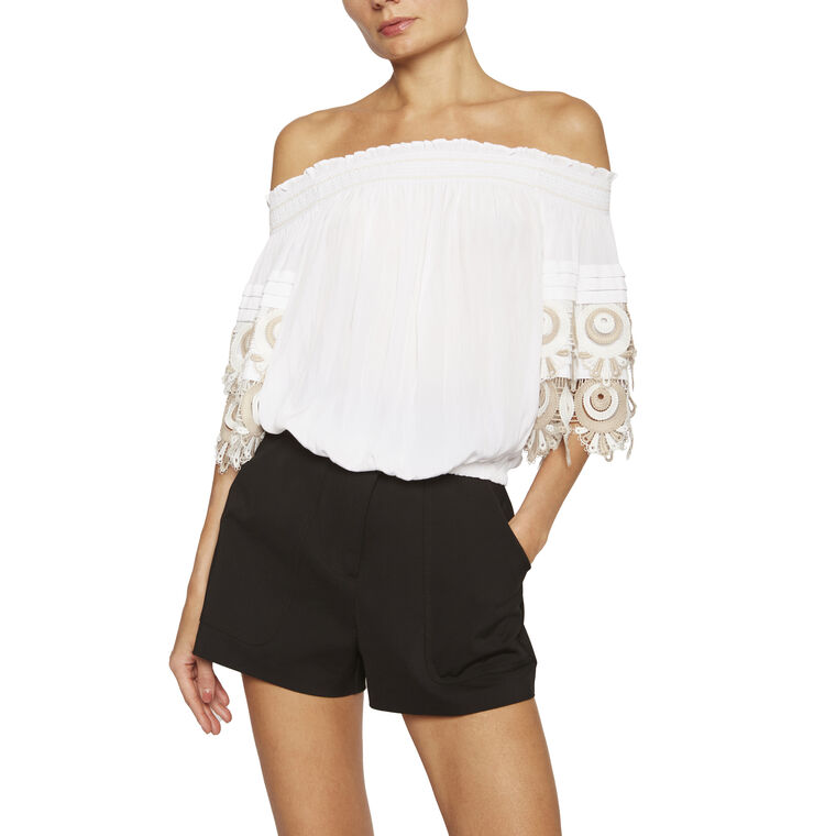 Sabrina Embellished Off-The-Shoulder Top image number null