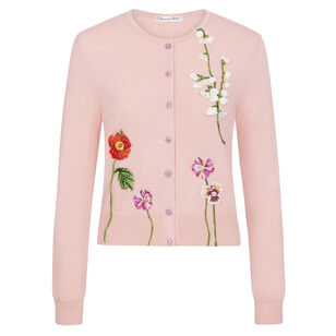 Long Sleeve Embroidered Mixed Floral Classic Cardigan