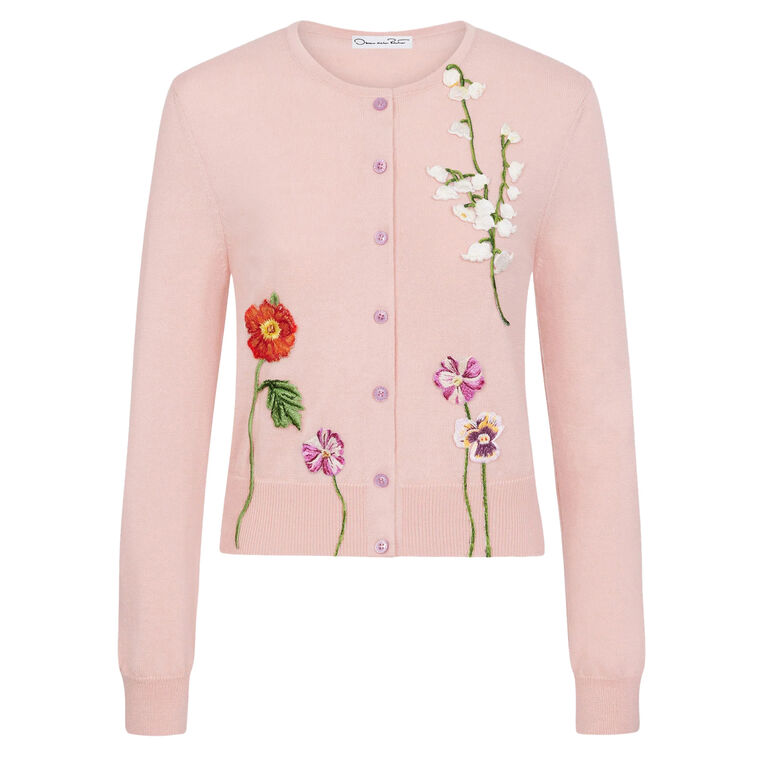 Long Sleeve Embroidered Mixed Floral Classic Cardigan image number null