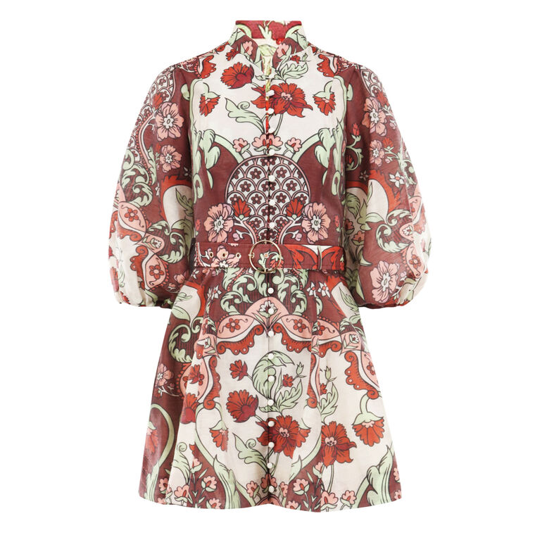 Valencia Balloon Sleeve Belted Mini Dress image number null