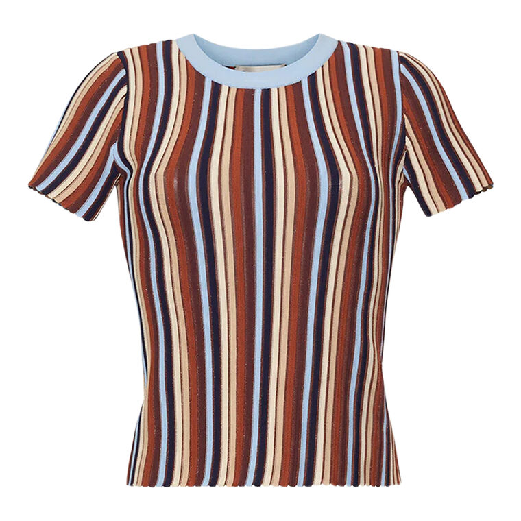 Knoll Short Sleeve Ribbed Knit Top image number null