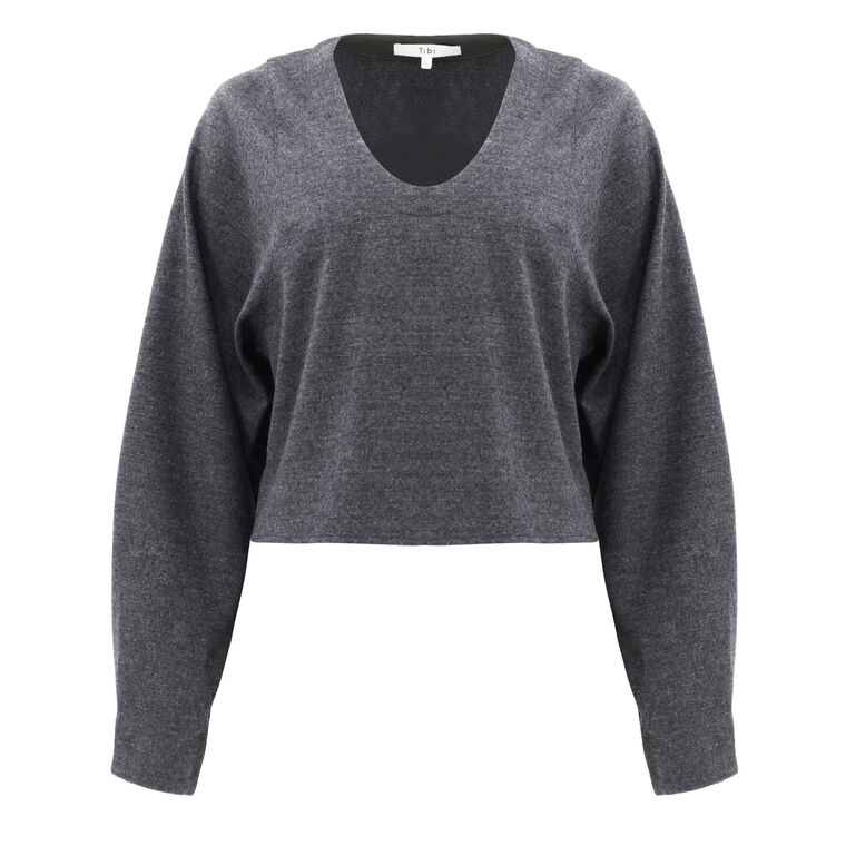 Melange Jersey U-Neck Top image number null