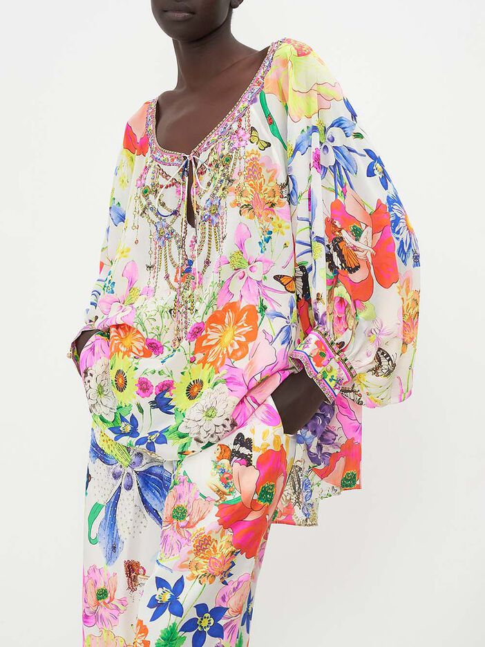 Raglan Sleeve Blouse With Cuff image number null