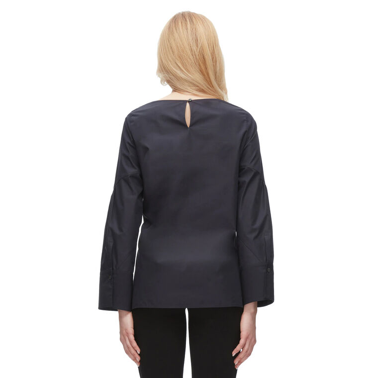 Long Sleeve Tie Front Poplin Shirt image number null