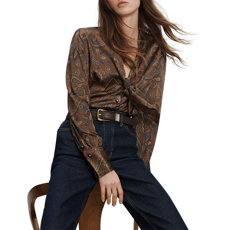 Francine Long Sleeve Tie-Neck Blouse image number null