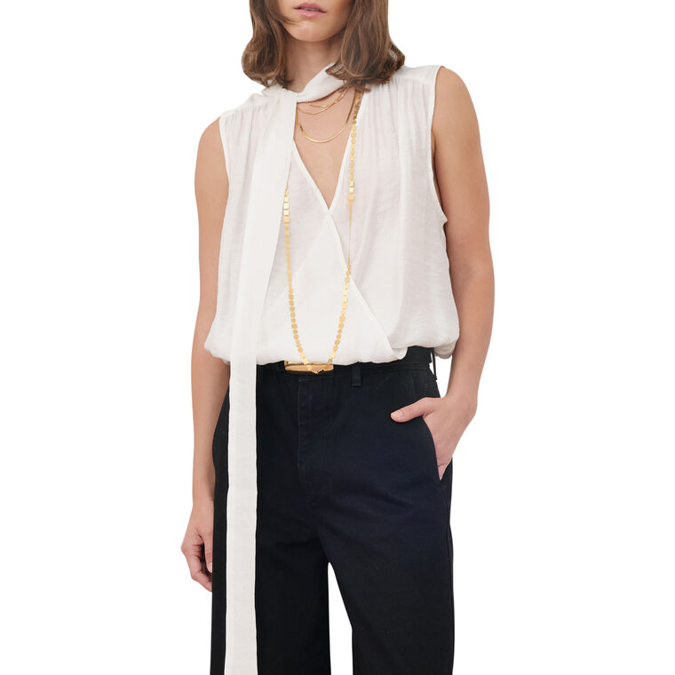 Amara Sleeveless Tie-Neck Shirt image number null