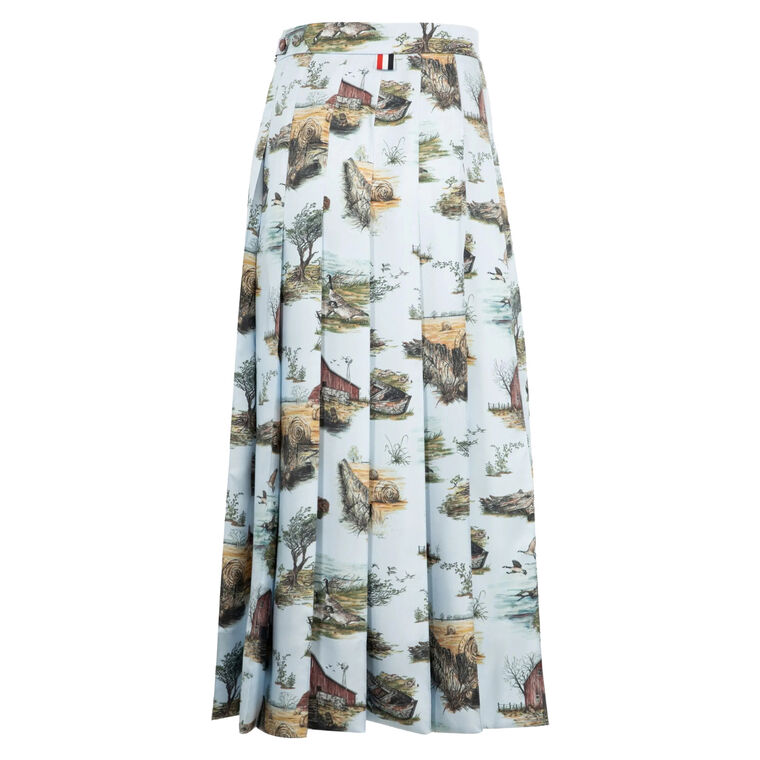 Classic Back Pleated Midi Skirt image number null