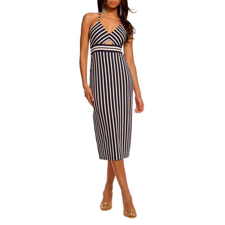 Stevie Sleeveless Textured Stripe Midi Dress image number null
