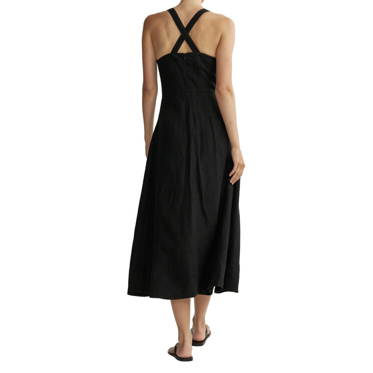 Danika Sleeveless Fit-And-Flare Linen Midi Dress image number null