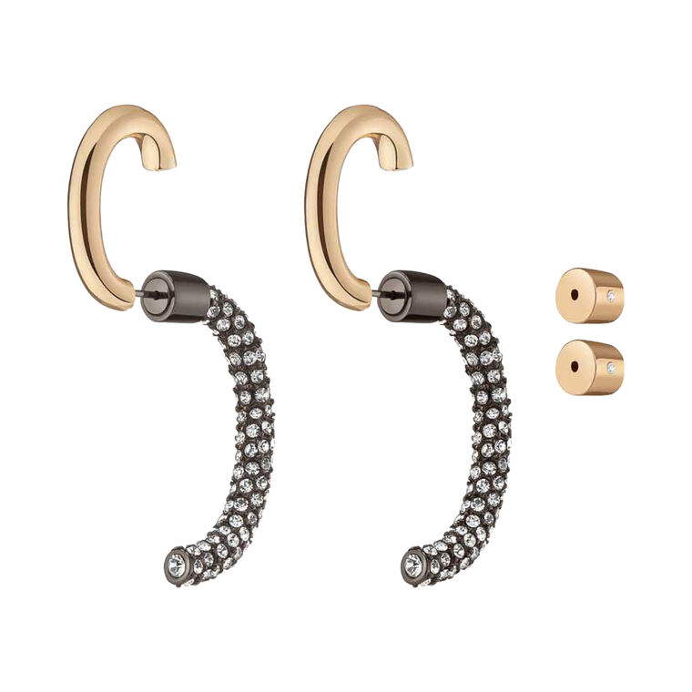 Pave Gold With Gunmetal Luna Earrings image number null