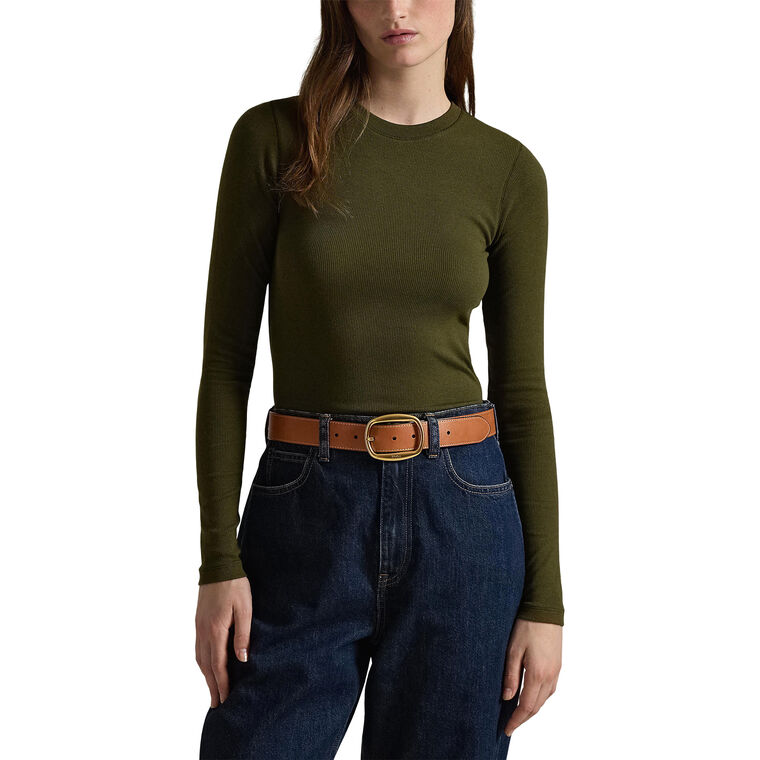 Ribbed Crewneck Long-Sleeve Tee image number null