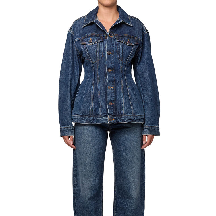 Myra Cinched-Waist Denim Jacket image number null