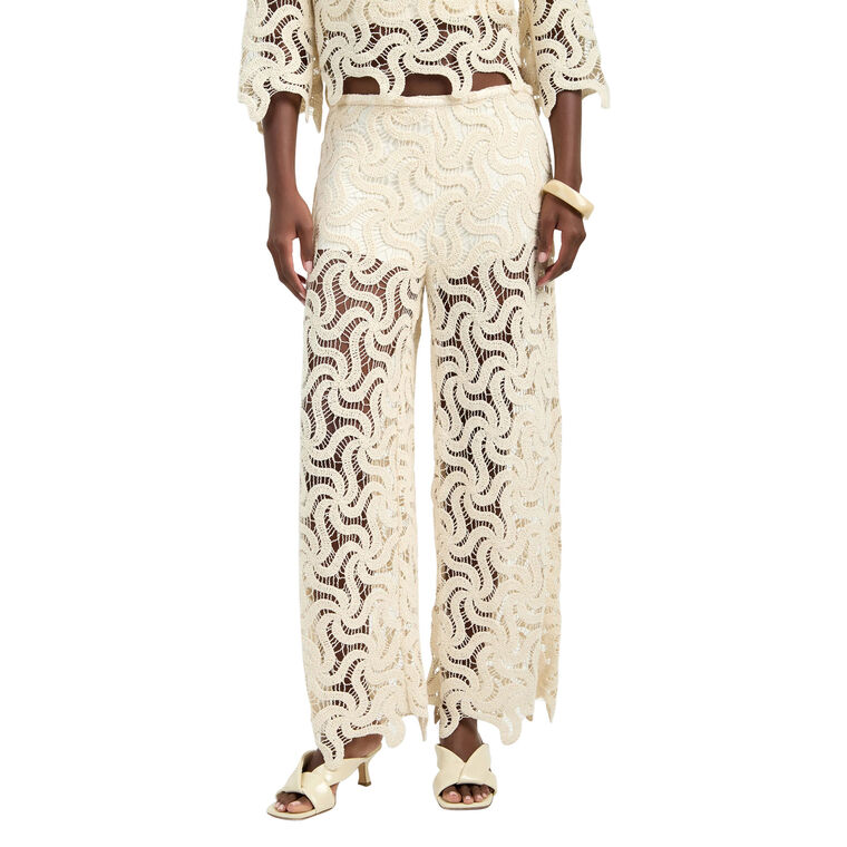Bardan Wide-Leg Crochet Lace Pant image number null